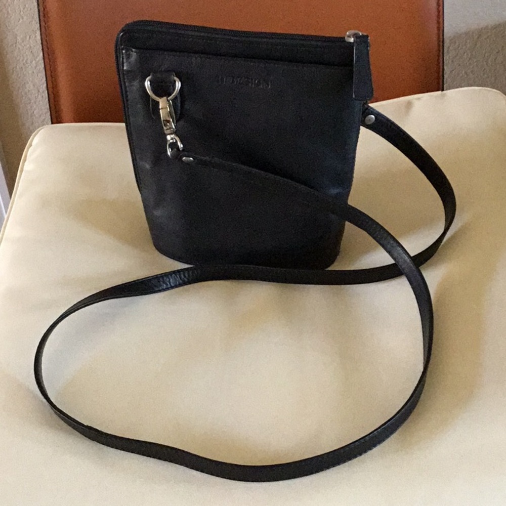Black leather cross body bag
